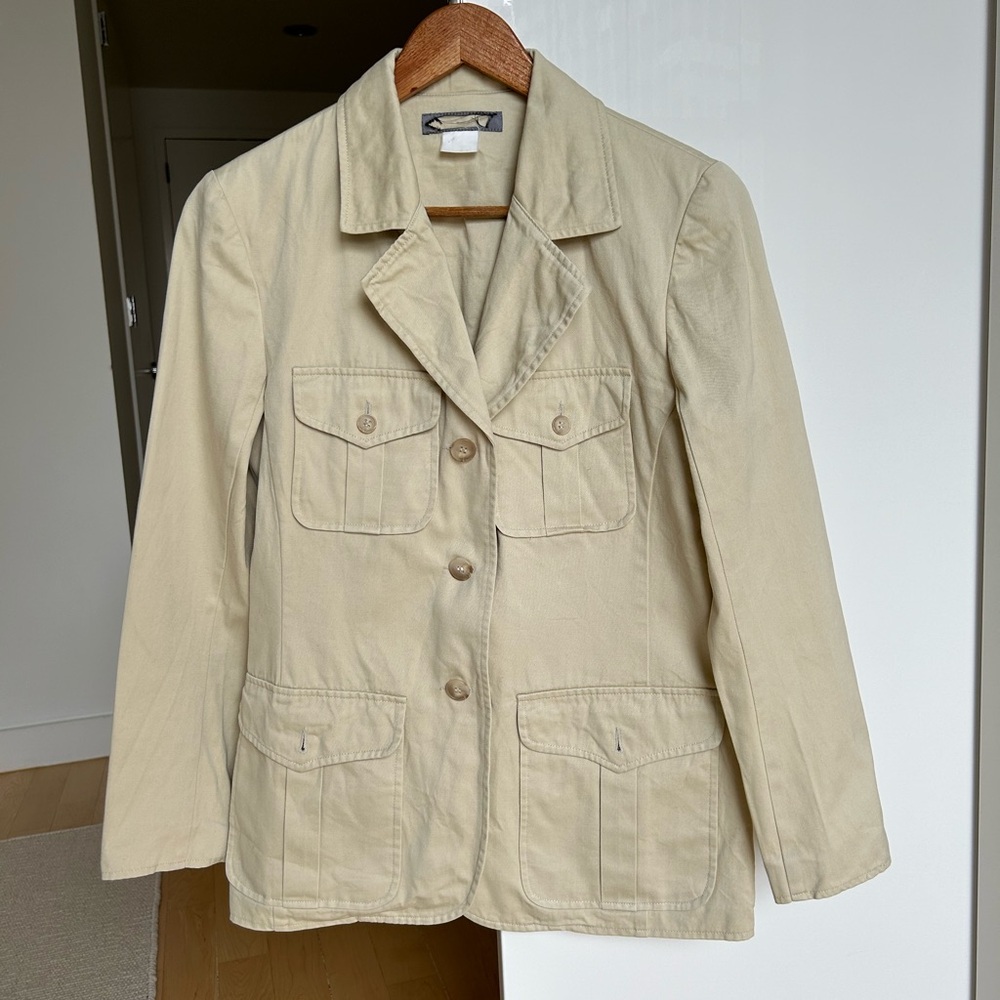 Vintage Cream Safari-style Blazer Jacket